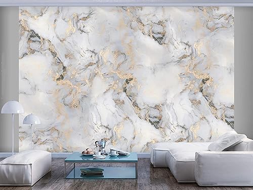 Miniatura 2 de Papel tapiz moderno de mármol 3D para fotos grande, textura dorada de mármol blanco, murales de pared, murales de pared, espacio para sala de estar,