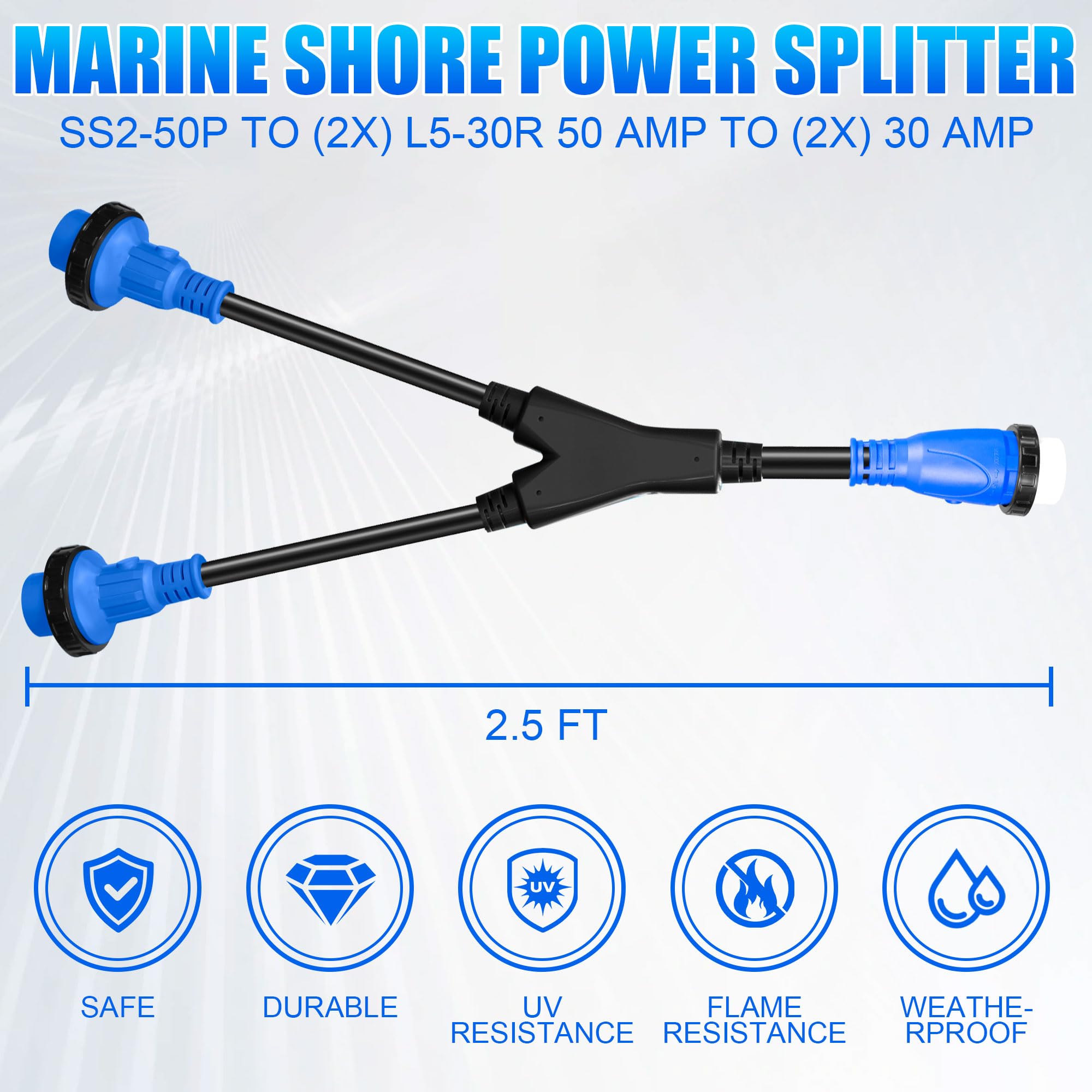 Amazon.com: Marine Shore Power Y Splitter SS2-50P Male 50A to (2