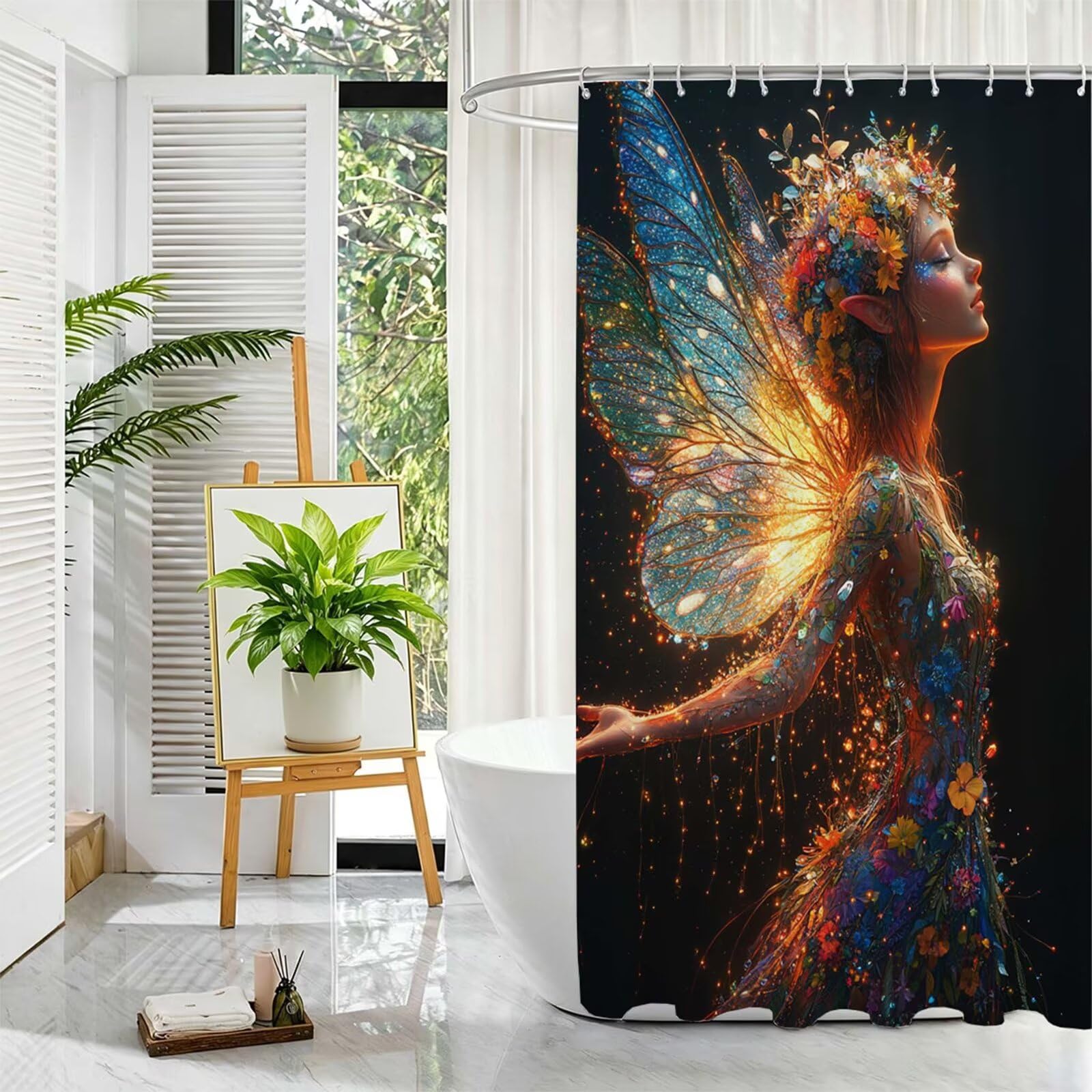 Schwarz Duschvorhang, 160x200cm Duschvorhang Badewanne L-16