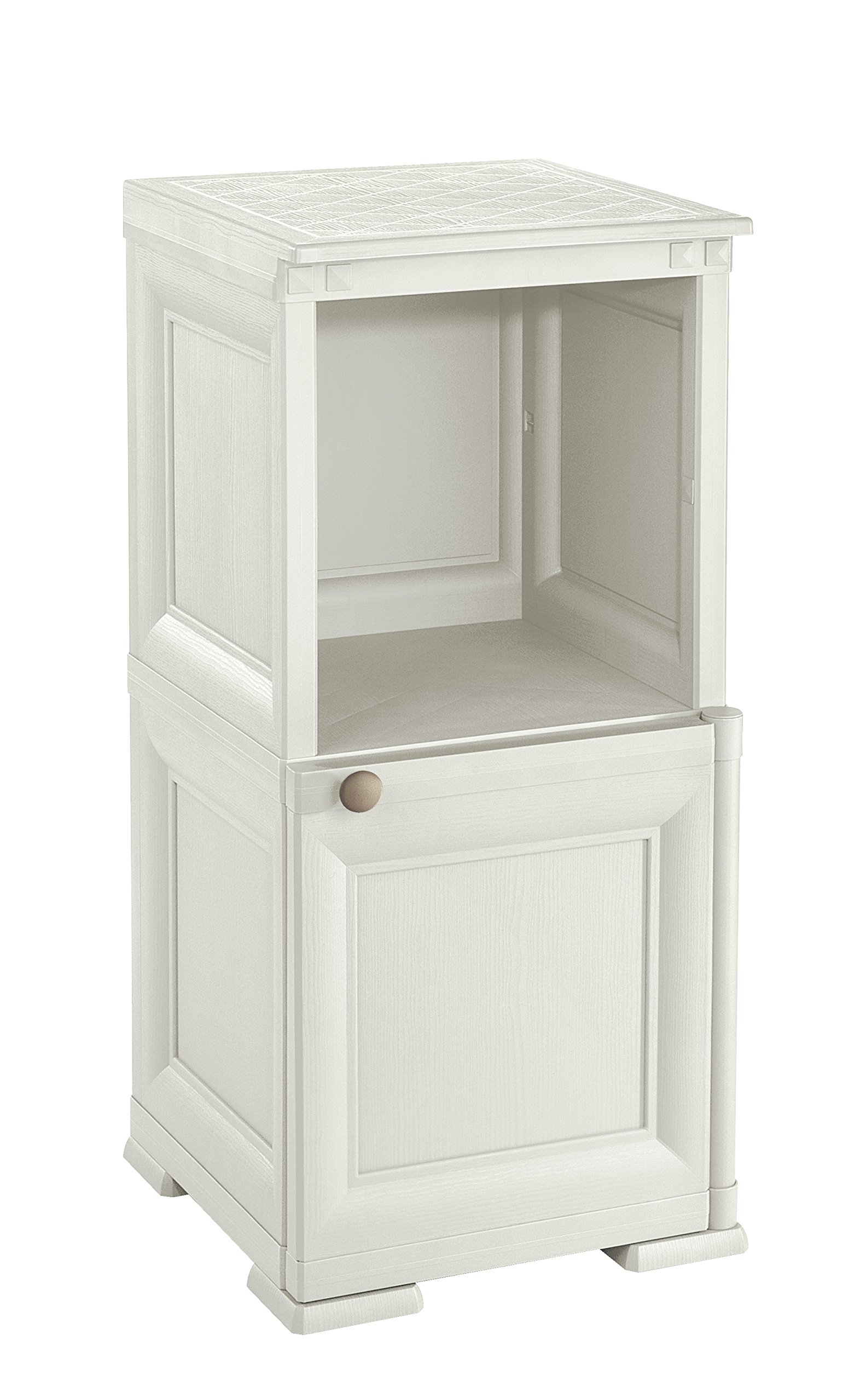Tontarelli S.p.A. COLONNINA Mista 2 Moduli 1 Anta Liscia Mobile Contenitore, Panna, 40x47x85.5 cm