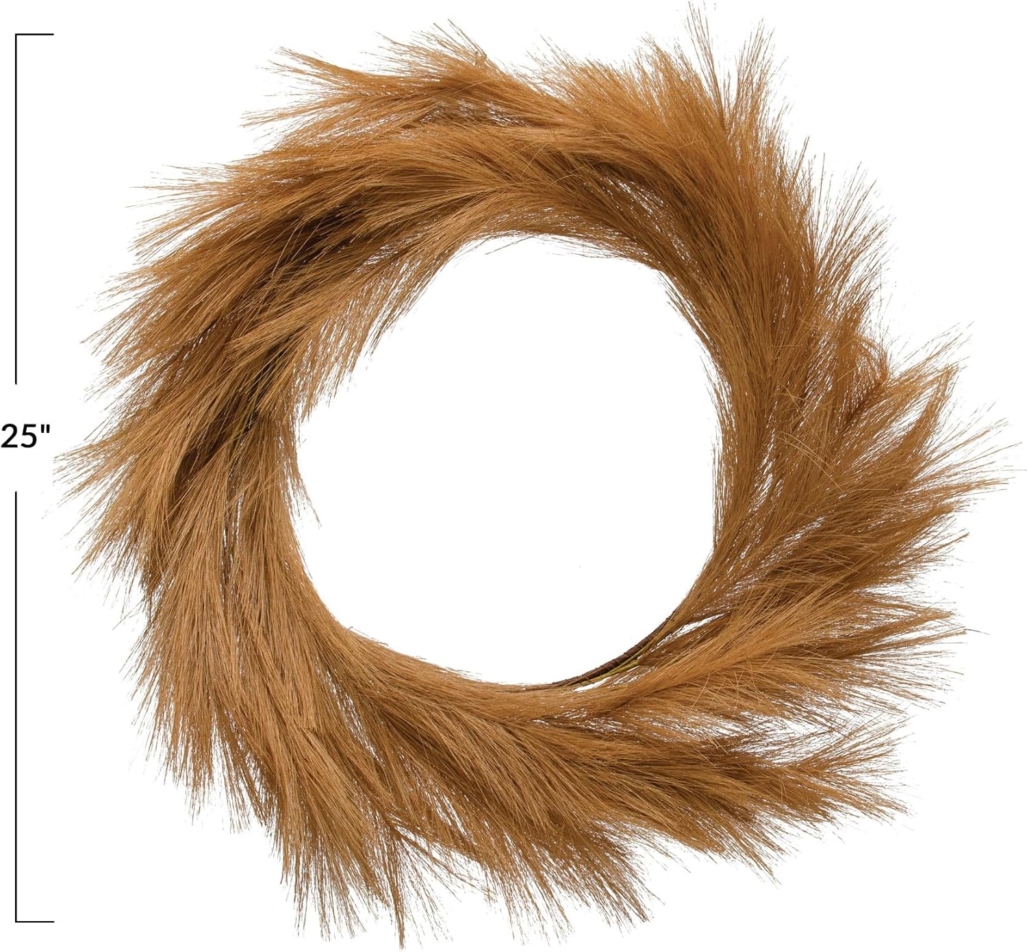 Creative Co-Op Round Faux Pampas Grass Wreath, Sand Color