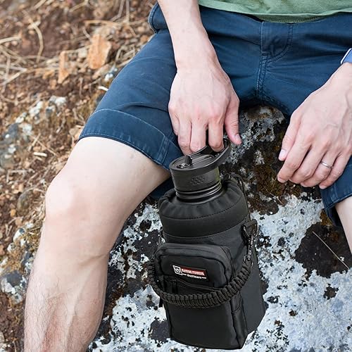 Vista 7 de NATURE PIONEOR Soporte para botella de agua con correa de 25, 32, 40, 64 onzas, funda aislante para botella de agua para senderismo, campamento al