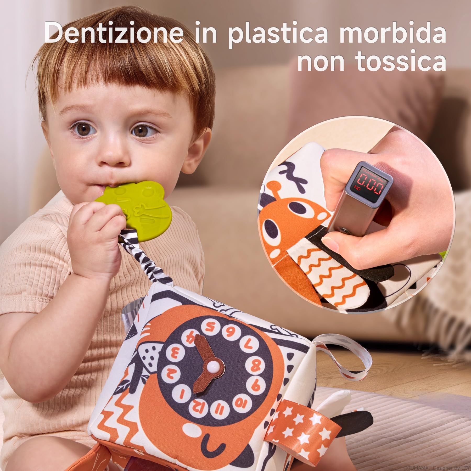 TUMAMA Kids Scatola di Fazzoletti Montessori 0 3 6 Mesi, Giocattoli Sensoriali per Bambini, Giochi Neonato, Specchio, Teether, Giochi Tummy Time Neonato, Regalo per Bambini e Bambine