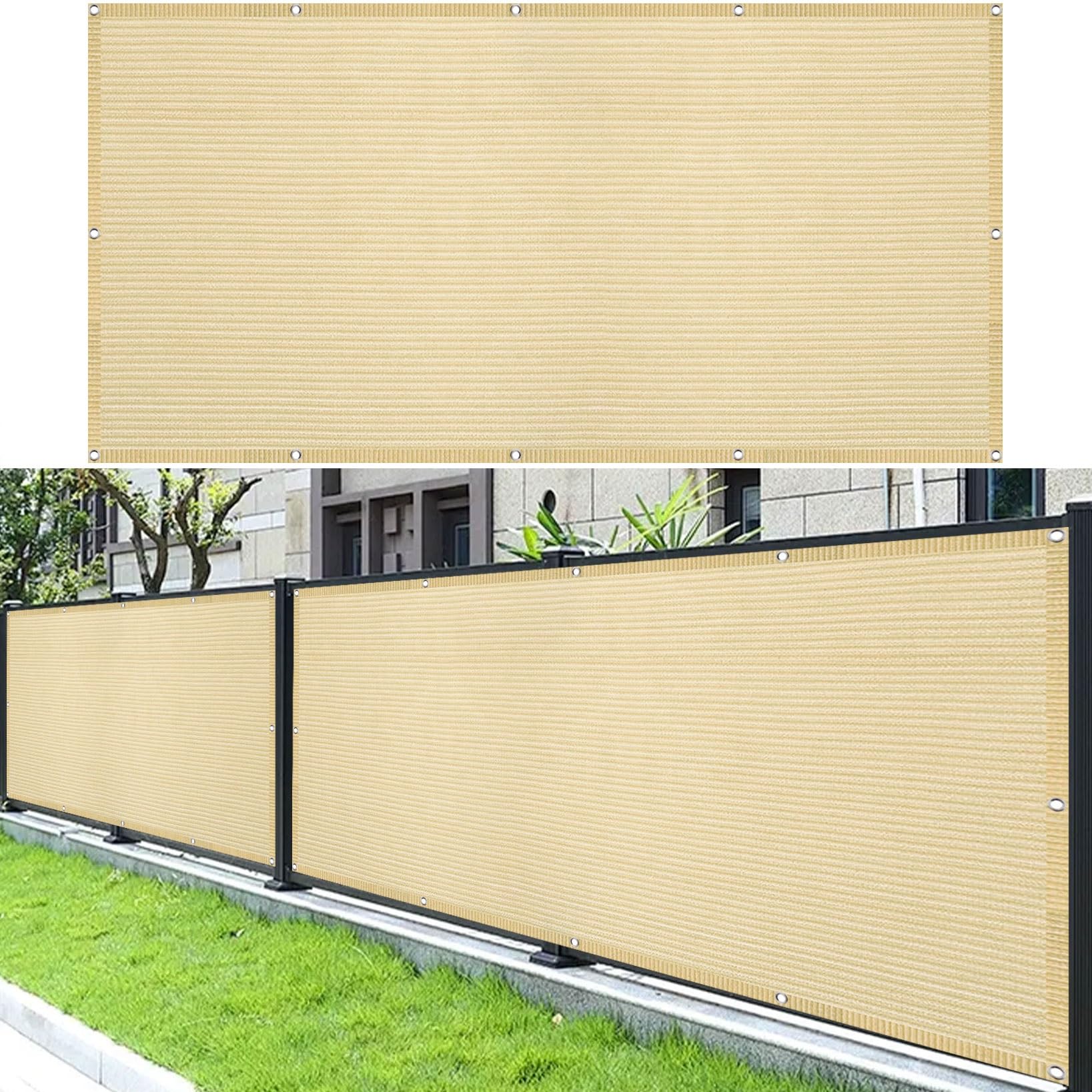 Balkon Sichtschutz – 115 Cm Hoch, 900 Cm Lang, Cremefarben, Mit Kabelbindern & Schnur (wind- & UV-beständig)