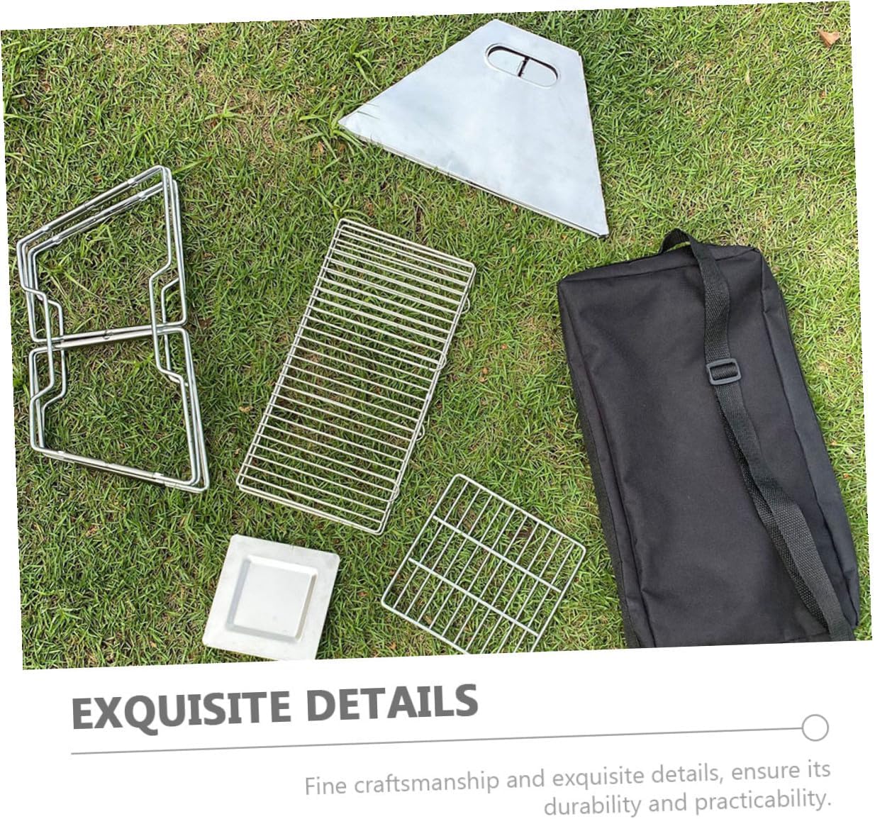 Portable Barbecue Grill and Professional Folding Wear-resistant Barbecue Rack, Compact Lightweight Stainless Steel Bbq Accessory for Outdoor Camping and Hiking