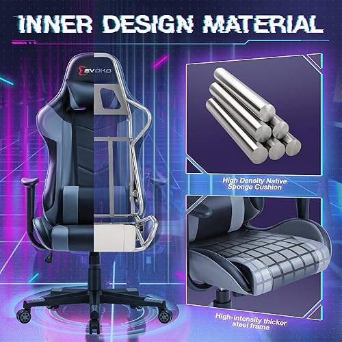 Miniatura 5 de Devoko Silla ergonómica para juegos de carreras estilo de carreras silla de computadora de respaldo alto silla de computadora con reposacabezas y