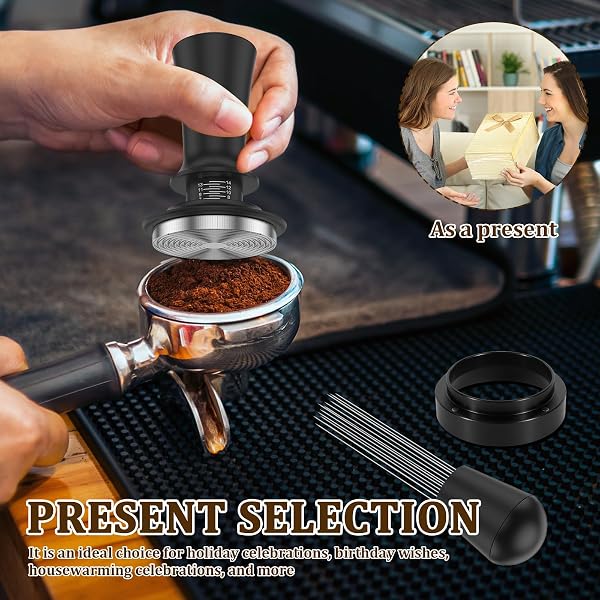 Accessoires pour expresso Tamper à café 53 mm avec station tamper, bague de dosage, agitateur à expresso, aiguilles, brosse de nettoyage, porte-filtre, accessoires pour machine à expresso - 4