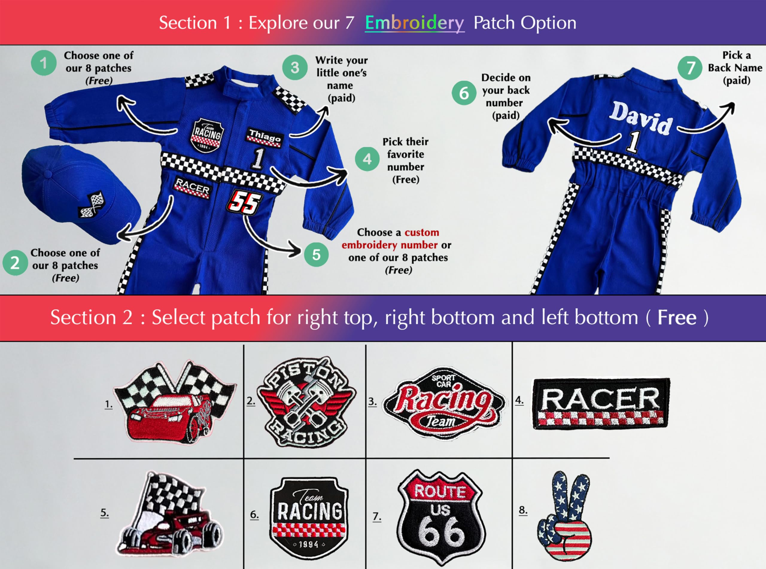 Costumes Club Personalized Handmade Race Car Driver Costume for Toddlers (3T, Blue), 3 Years - Image 8