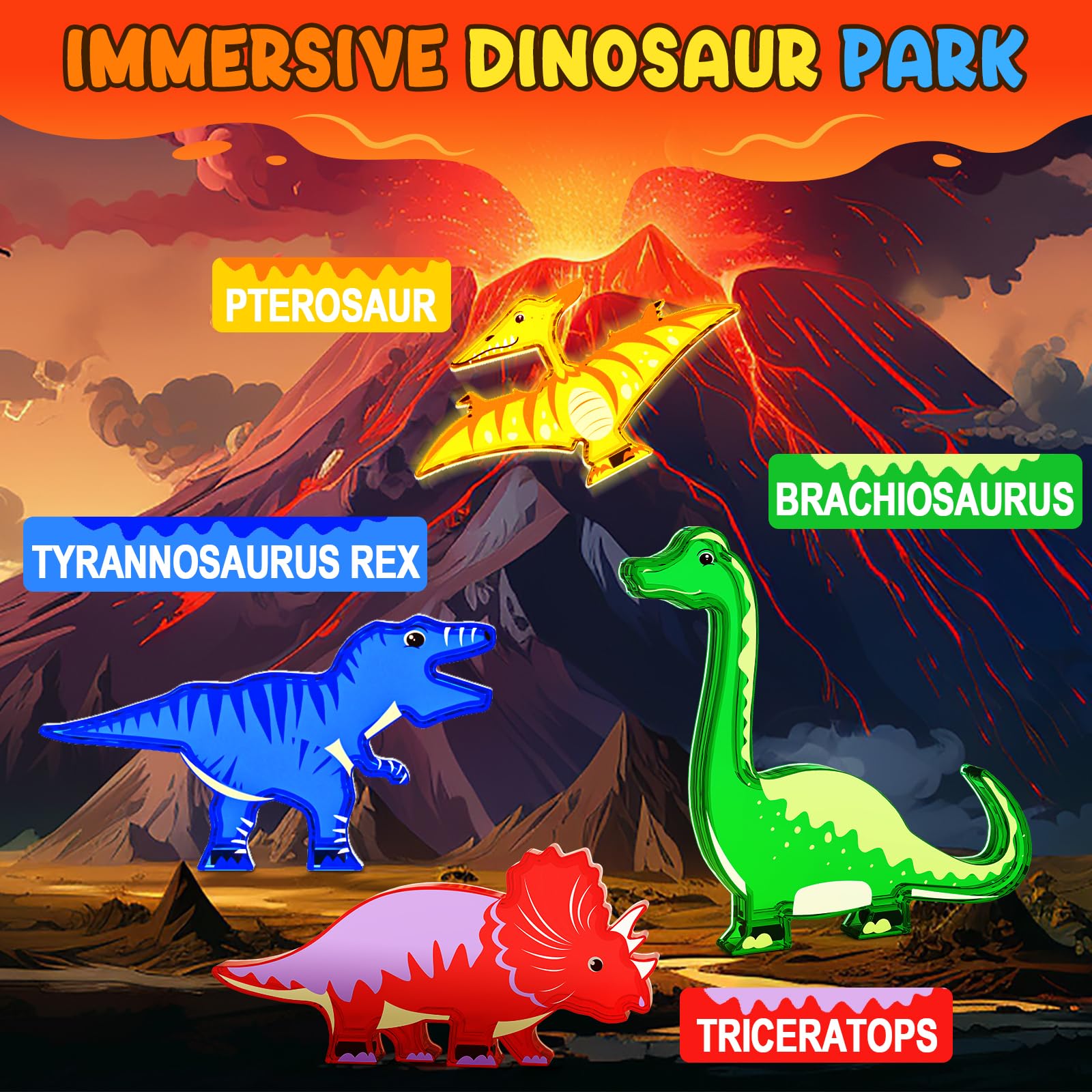 Magnetische Dinosaurier-Spielzeugplättchen – Magnet-Bausteine ​​für Kleinkinder, STEM-Sensory-Outdoor-Spielzeug für Jungen und Mädchen ab 3 Jahren, Dinosaurierwelt, kreative Spiele, Kinderspielzeug