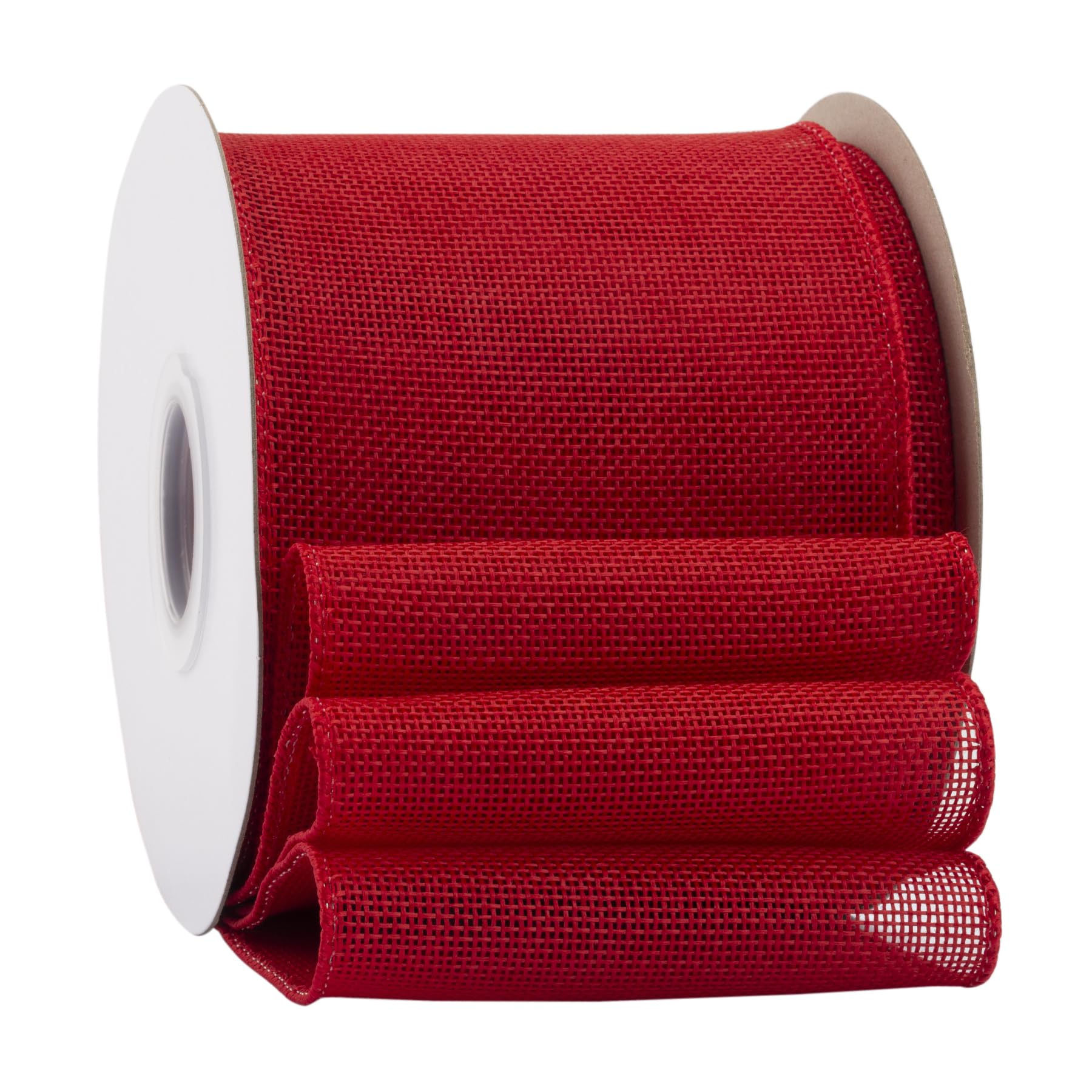 Ribbonitlux Red Burlap Wired Ribbon, 100mm x 18 Meters, Wired Edge Burlap Ribbon for Gift Wrapping Big Bow, Wreath