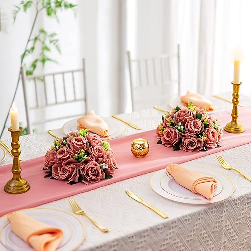 Miniatura 3 de Centros de mesa de flores para mesas de boda decoraciones de mesa de boda, bolas de flores de rosas polvorientas para centros de mesa de compromiso,