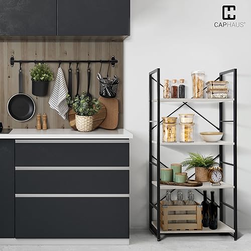 Miniatura 4 de CAPHAUS Estantería de 4 niveles, estante de pie de 24 pulgadas de ancho, organizador de almacenamiento de estantes, estantes industriales para