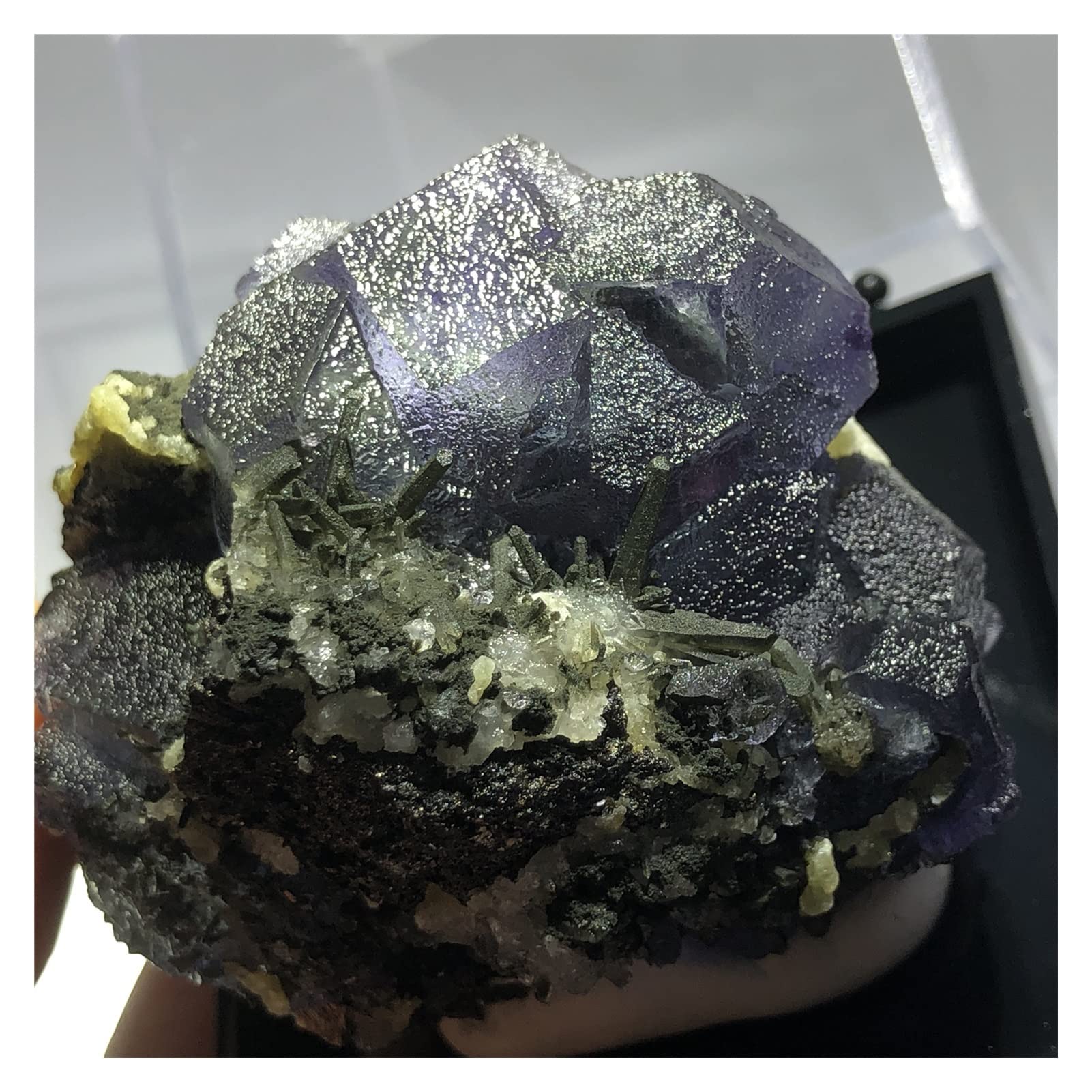Pierre enseignement minéralogie fluorite et pyrite verte 203.3g
