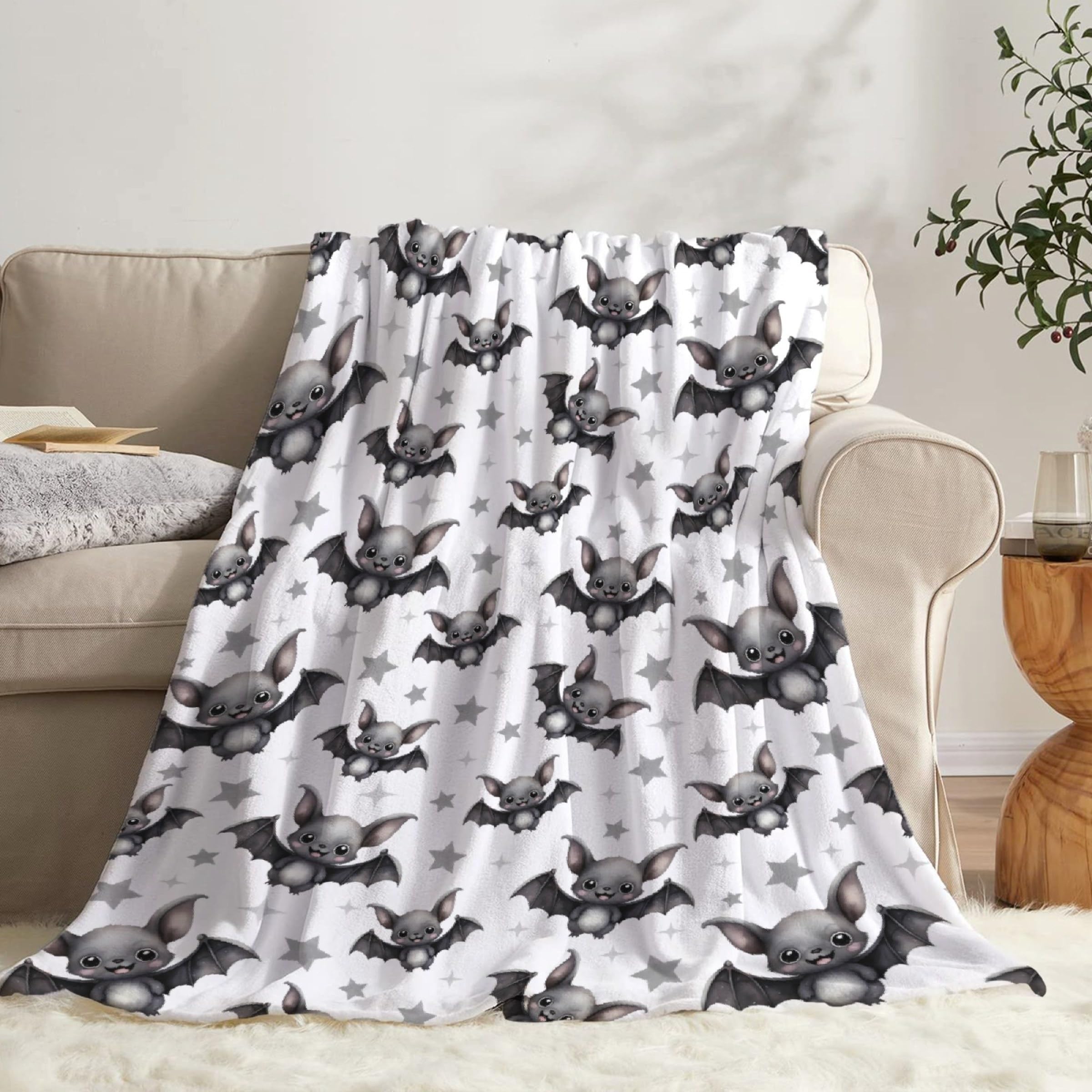 Bat Blanket Halloween Blanket for Boys Girls Gothic Stuff,120x90in