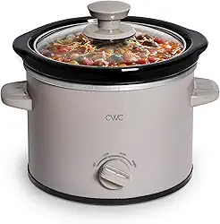 COOK WITH COLOR Mini Panela Elétrica Redonda De Cozimento Lento 2 Qt - Configurações Ajustáveis, Cerâmica Removível, Tampa Vidro Temperado, Lavável Na Máquina Lavar Louças, Alças Laterais Frias Ao T