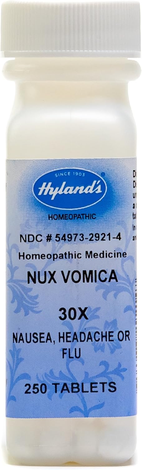 Hyland's Nux Vomica 30X Tablets, Natural Homeopathic Hangover Relief, Relief of Nausea, Headache or Flu, 250 Count