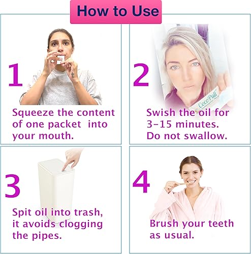 Miniatura 4 de CocoPull - Aceite orgánico tirando de 14 paquetessobres con aceite de coco y menta para dientes saludables, encías, remedio para el mal aliento.