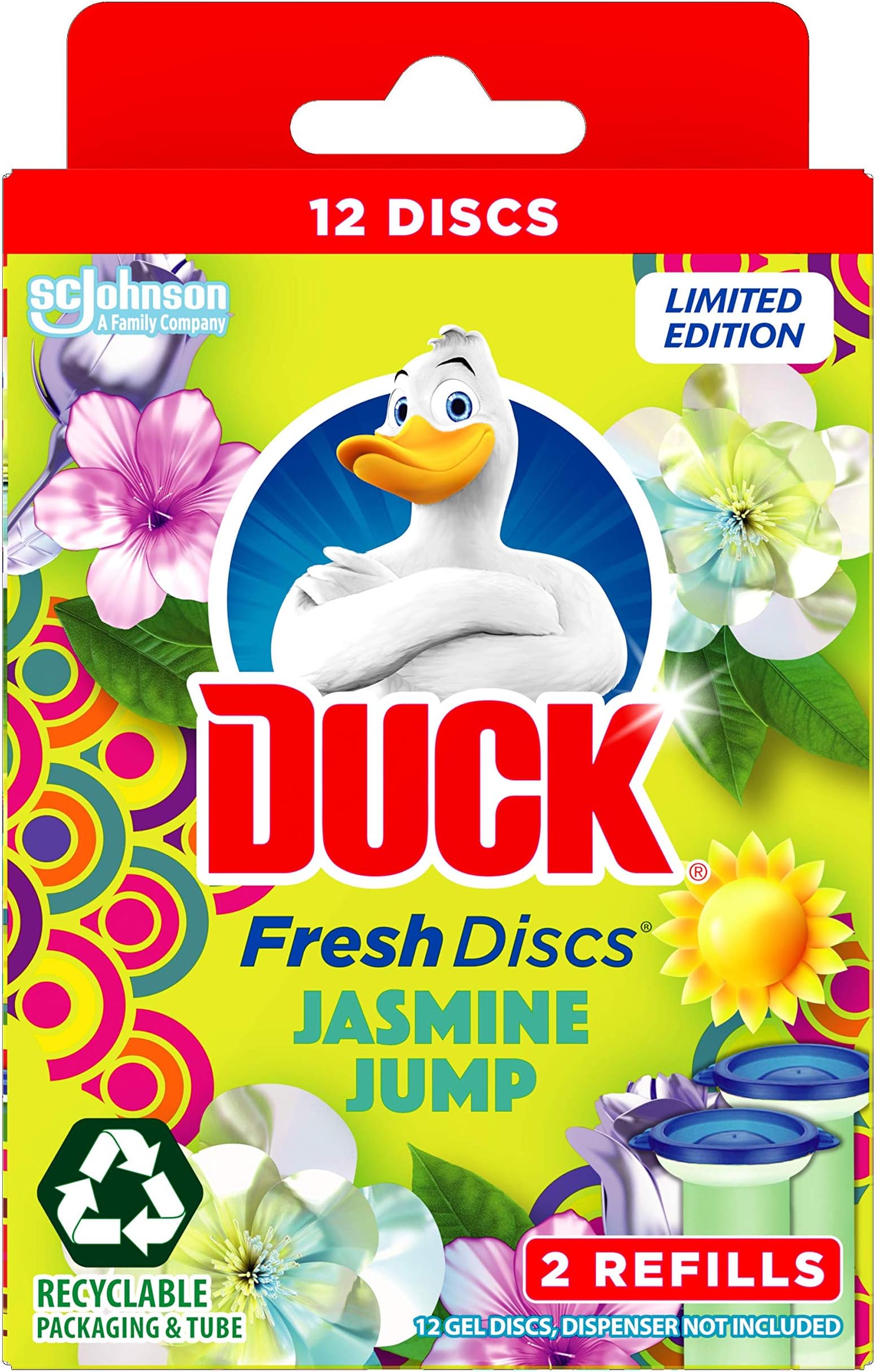 Duck Fresh Disc Refills, Toilet Cleaner, Jasmine Jump, 72 ml (5 x 72 ml)
