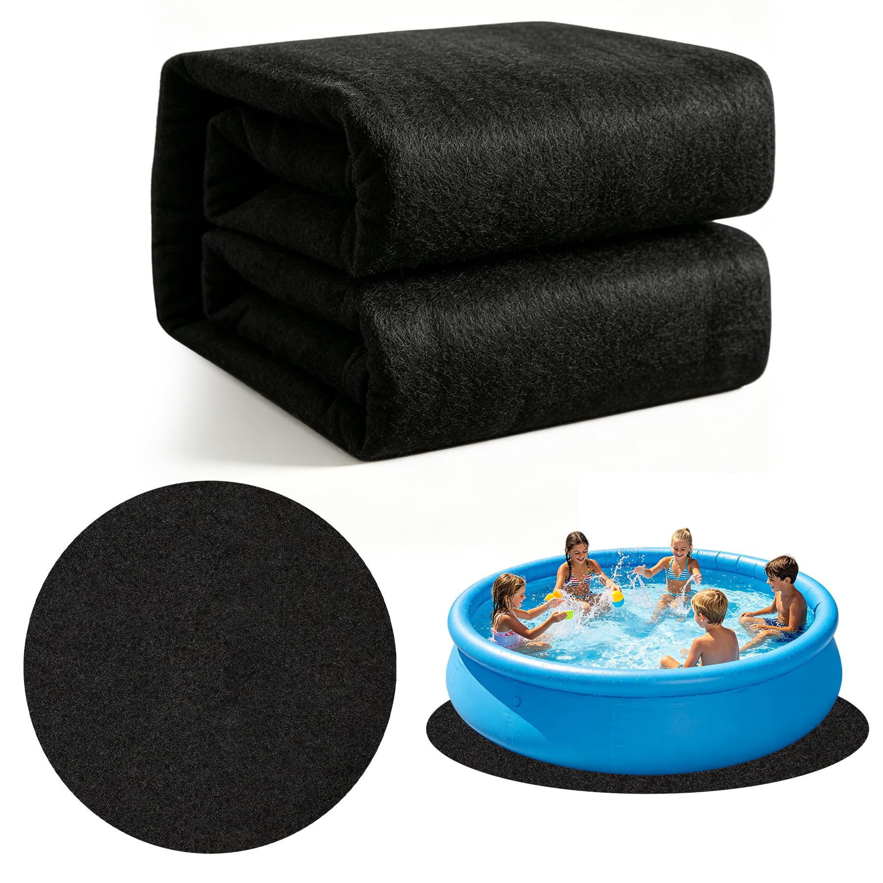 VEEKAY 4m Pool Unterlage Outdoor,Runde Poolunterlage, Poolmatte Bodenschutzplane für Aufstellpool & Whirlpool, rutschfeste & wasserdichte Unterlage für Gartenpool, Faltbare Schutzmatte für Boden