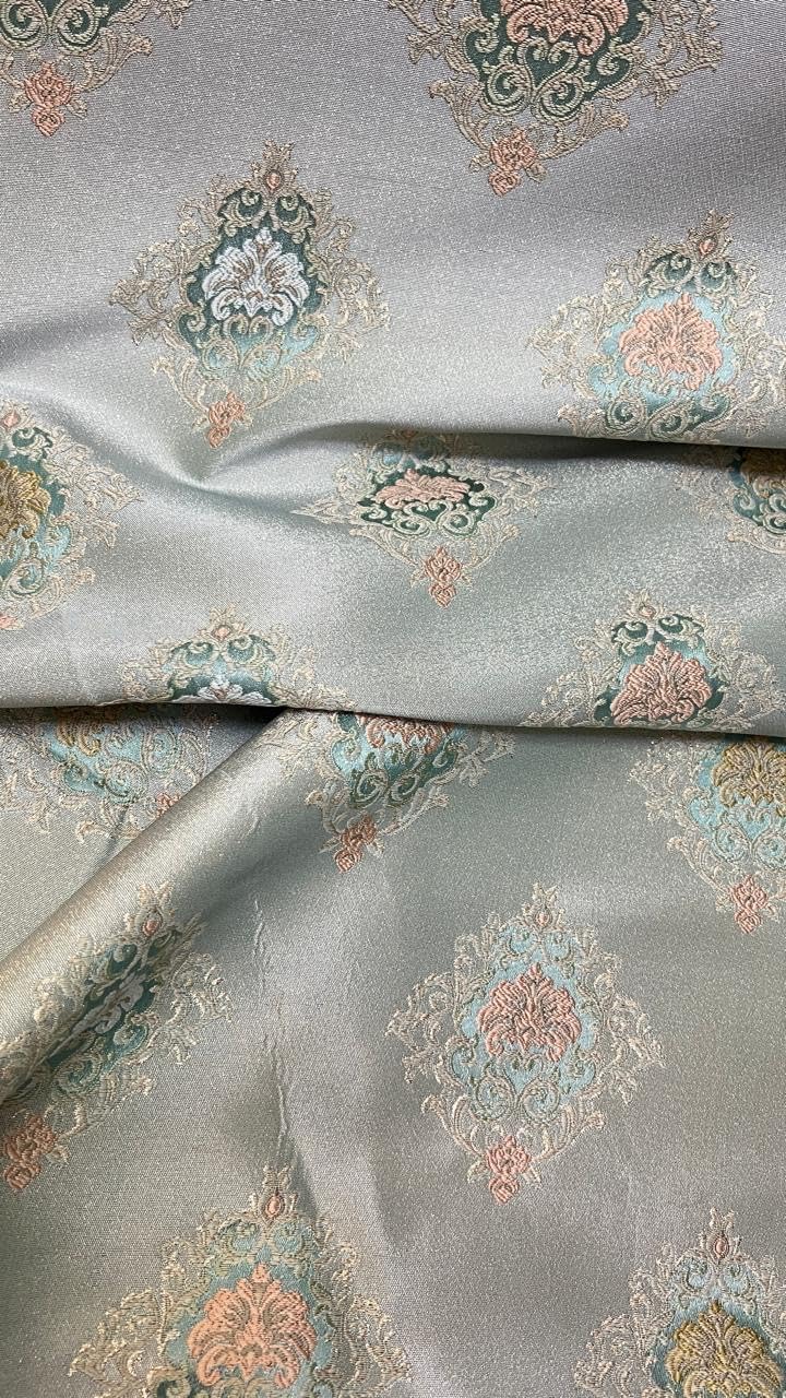 Luxurious Woven Jacquard Damask Motif Design Heavy Furnishing Fabric for Upholstery, Sofa, Chair, Cushion Covers Head Board - Width 54 inches - Fabric by The Yard (Blue)