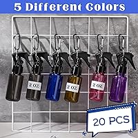 Vista 3 de Roshtia 20 botellas pequeñas de spray con llavero de 2 onzas, botellas de plástico de spray recargables de 2.0 fl oz de tamaño de viaje con 1 hoja