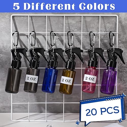 Miniatura 3 de Roshtia 20 botellas pequeñas de spray con llavero de 2 onzas, botellas de plástico de spray recargables de 2.0 fl oz de tamaño de viaje con 1 hoja