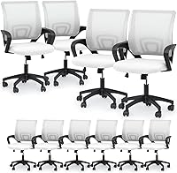 Vista 27 de Magshion Juego de 2 sillas ergonómicas de oficina, silla de escritorio de malla con respaldo medio, silla giratoria ajustable para computadora
