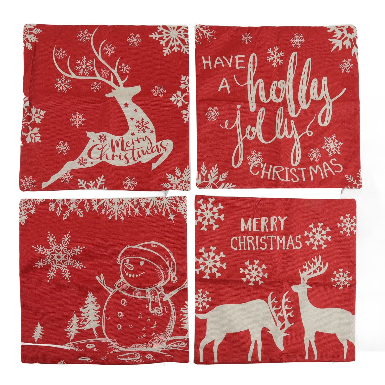 Housse de coussin de Noël 45 x 45 imprimé renne et fermeture éclair dissimulée