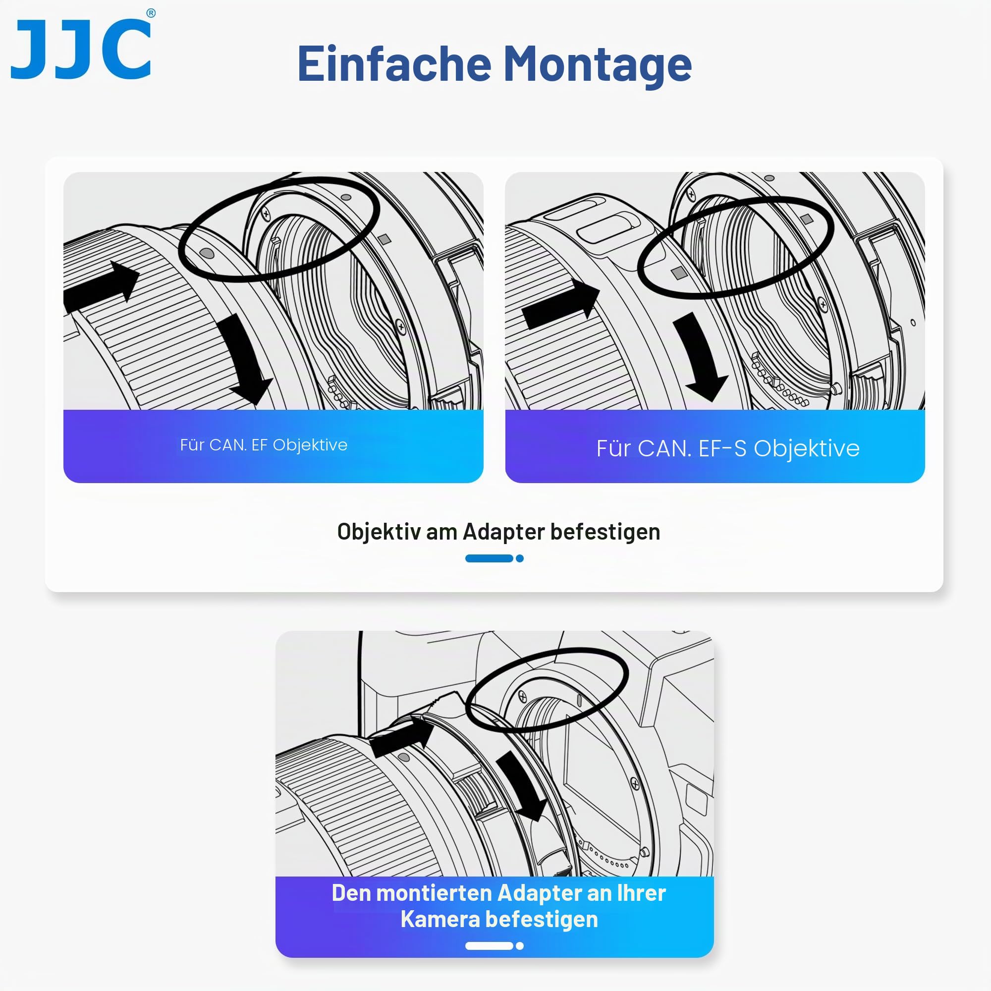 JJC Objektiv-Adapter Canon EF EF-S auf EOS RF-Mount für EOS R Ra RP R3 R5 R5c R6 R6II R6III R7 R8 R10 R50