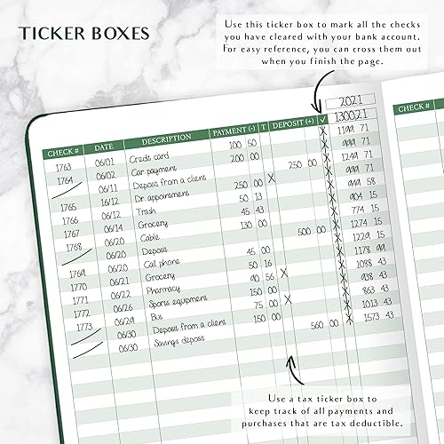 Miniatura 4 de Legend Planner Libro de registro de cheques - Libro contable para pequeñas empresas y uso personal - Registro de chequera para rastrear