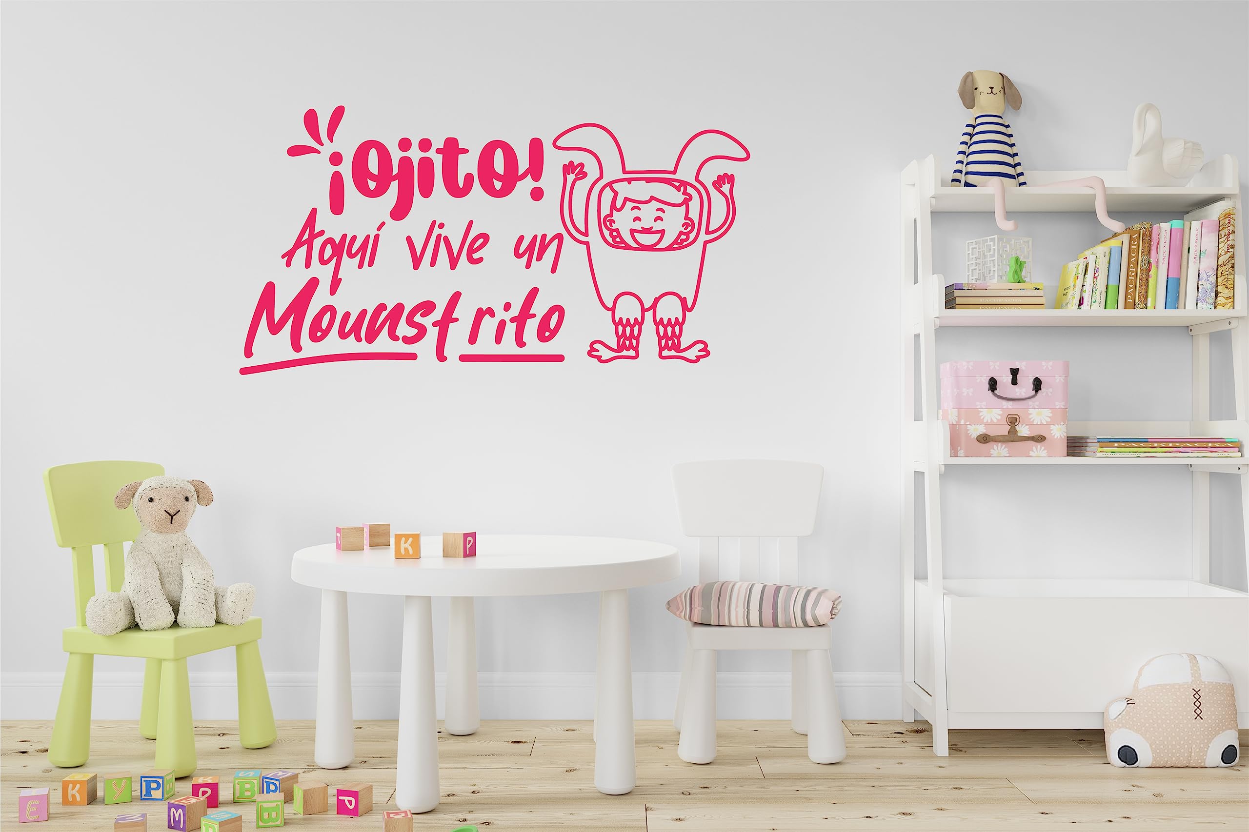 pegatinas de pared infantiles para habitación niños “Monstruito” | Rosa | 120x240 cm