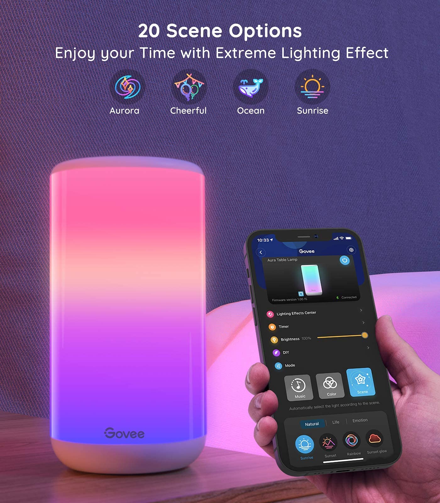 Govee Smart Table Lamp, App Control RGBIC Bedside Lamp with Scene Modes