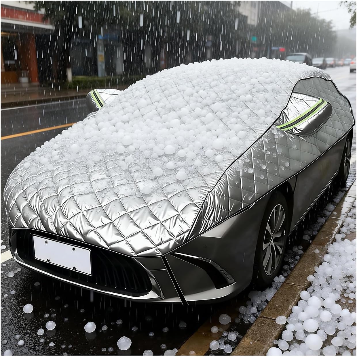 Hail Proof Car Cover Compatible with Infiniti FX50S 2010,Padded Half Car Cover Waterproof All-Weather, Hail Blankets, Windshield Hail Protector ru47