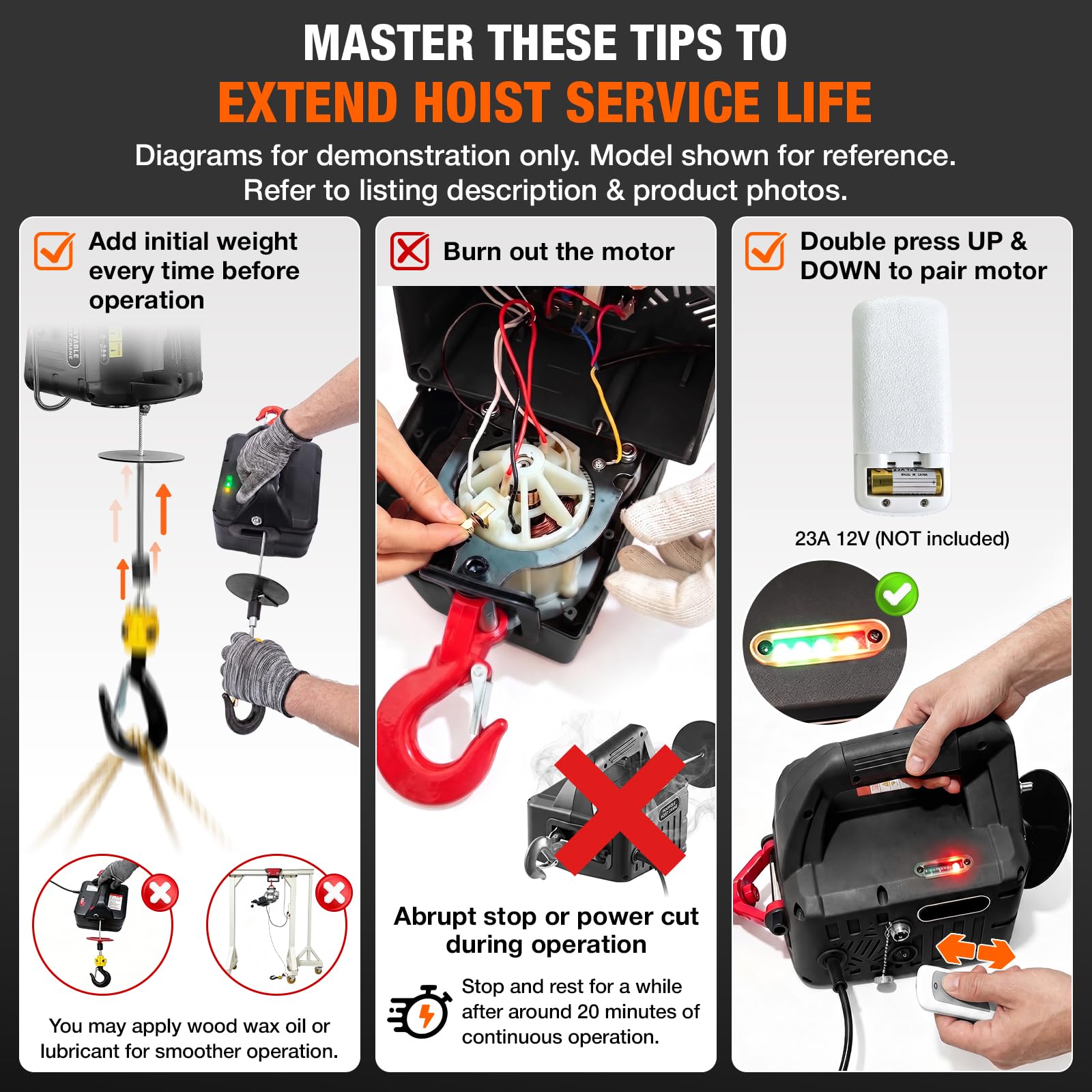 3-in-1 Electric Hoist - 2200lb Capacity -7