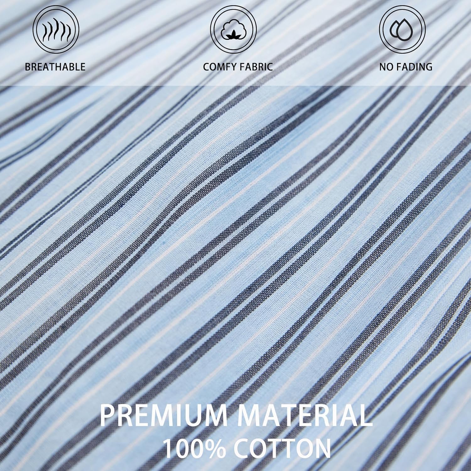 Boxer Shorts for Woman Boxer Blue Strip Cozy Pj Boxer All Cotton Sleeping Shorts Casual Pajama Short Lounge Short L - Image 2