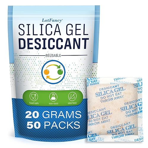 Miniatura 16 de LotFancy Paquetes de gel de sílice de 10 gramos, 30 unidades recargables deshumidificador desecante con indicador (naranja a verde oscuro), bolsa