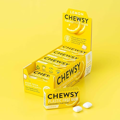 Miniatura 3 de Chewsy Limón  Goma de mascar natural + sin plástico  Sin azúcar + sin aspartamo  100% xilitol + amigable con los dientes  Vegano 0.53 oz (paquete de
