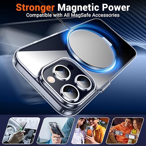 Miniatura 7 de Red2Fire Funda magnética invisible diseñada para iPhone 15 Pro, compatible con MagSafe, antiamarilleo grado militar a prueba de golpes, funda