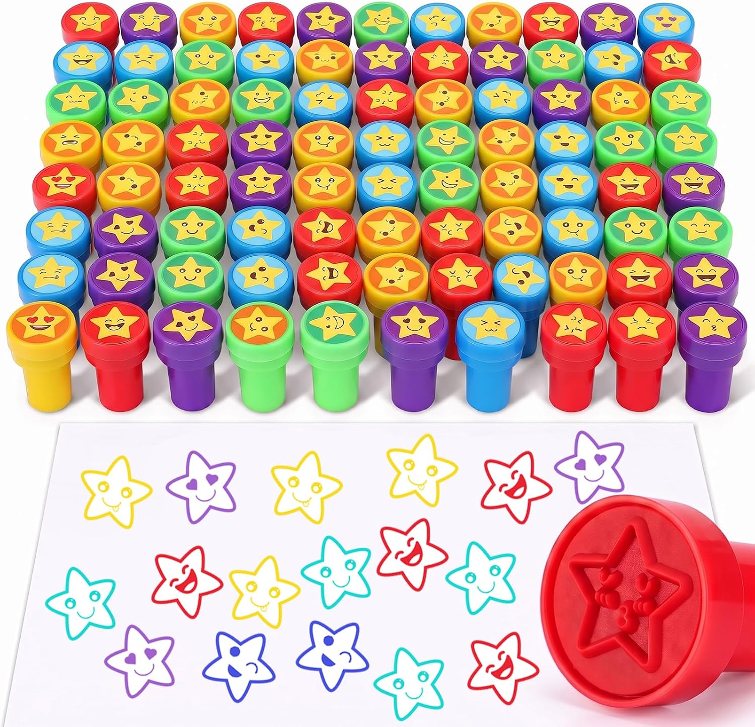 Yexiya 100 Pcs Star Stampers Bulk Back to School Teacher Review Stamps
