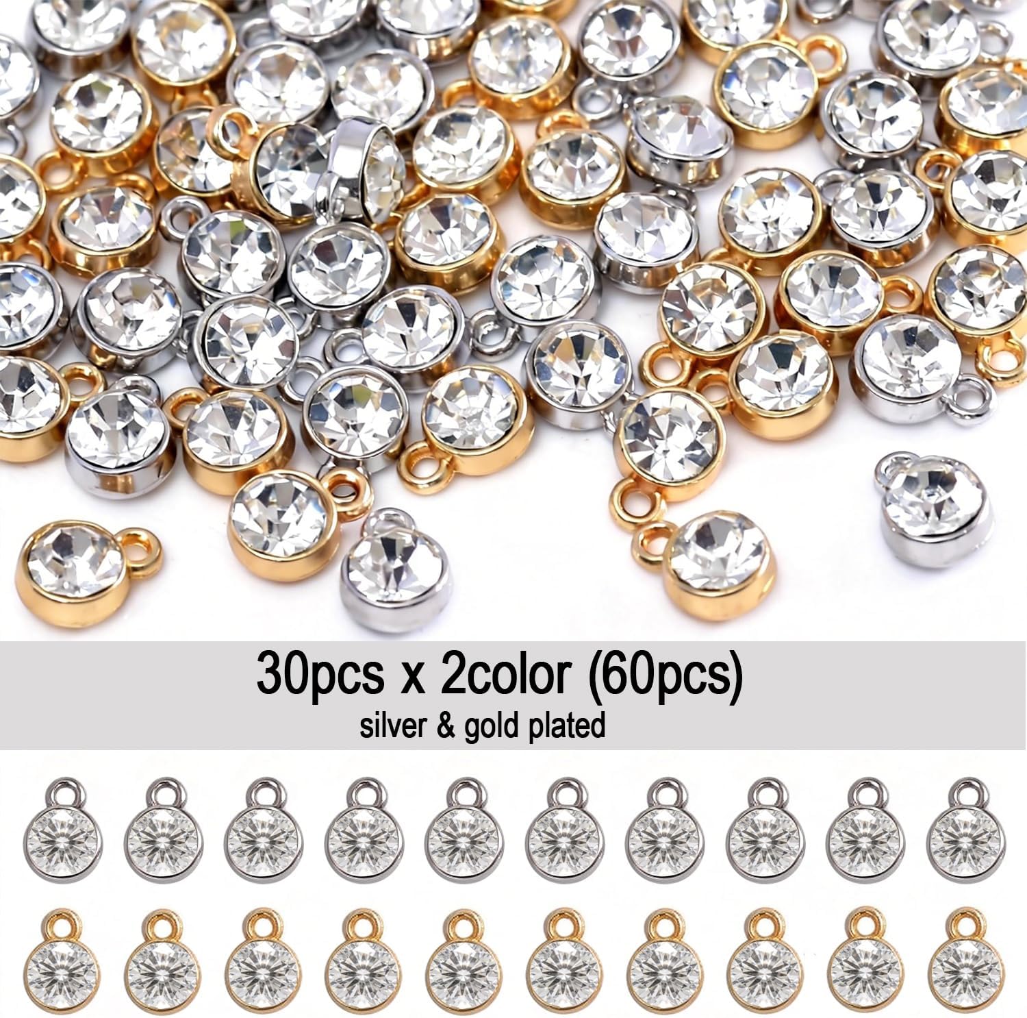 stino 40/48Pcs Paired Crystal Pendants Charms for Jewelry Making Supplies, Rhinestone Gemstone Dangle Charms Findings for Necklace Earrings Craft image 3