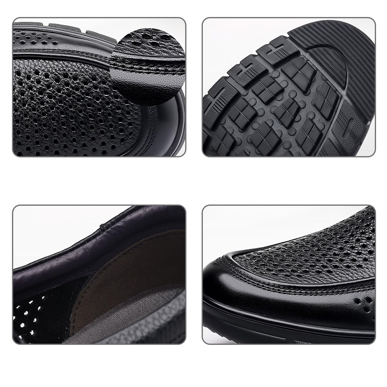 Herren Lederschuhe mit Belüftungslöchern, Atmungsaktive Business Loafers | Bequeme Sandalen mit Weichbett-Sohle Ideal für Senioren & Berufstätige Elegante Sommer-Schuhe