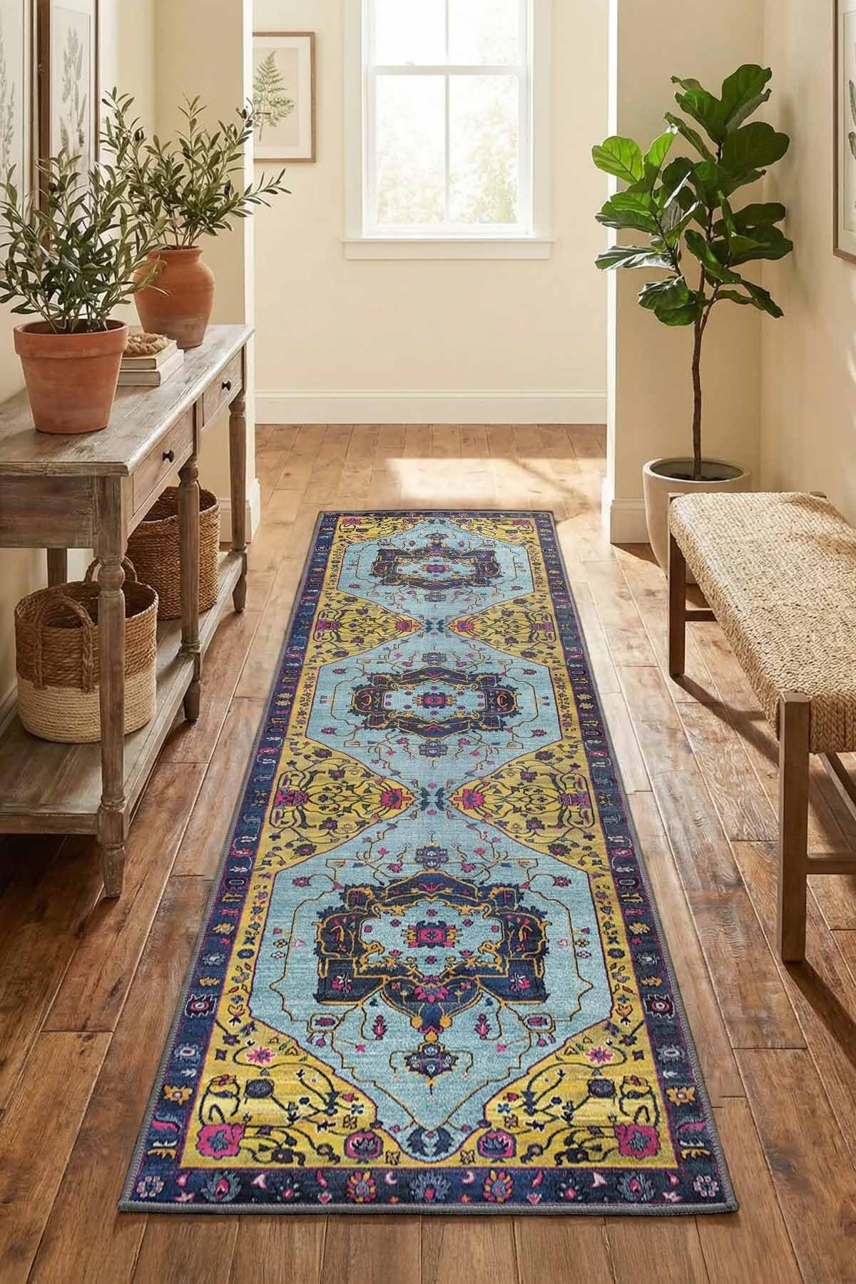 Monnhein Gri Yolluk A-20 - Yıkanabilir, Kaymaz Taban, Dijital Baskılı, Leke Tutmaz, İnce Hav, Modern Koridor, Mutfak, Antre ve Salon için Dekoratif Yolluk