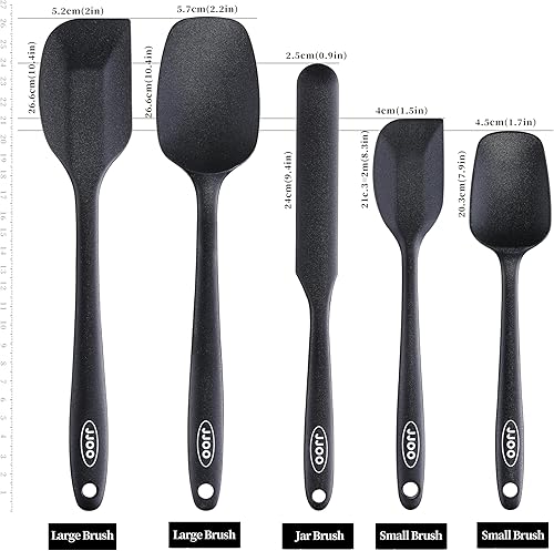 Miniatura 2 de JJOO Juego de 5 espátulas de silicona, resistentes al calor, para hornear, cocinar y mezclar, antiadherentes, sin BPA, aptas para lavavajillas