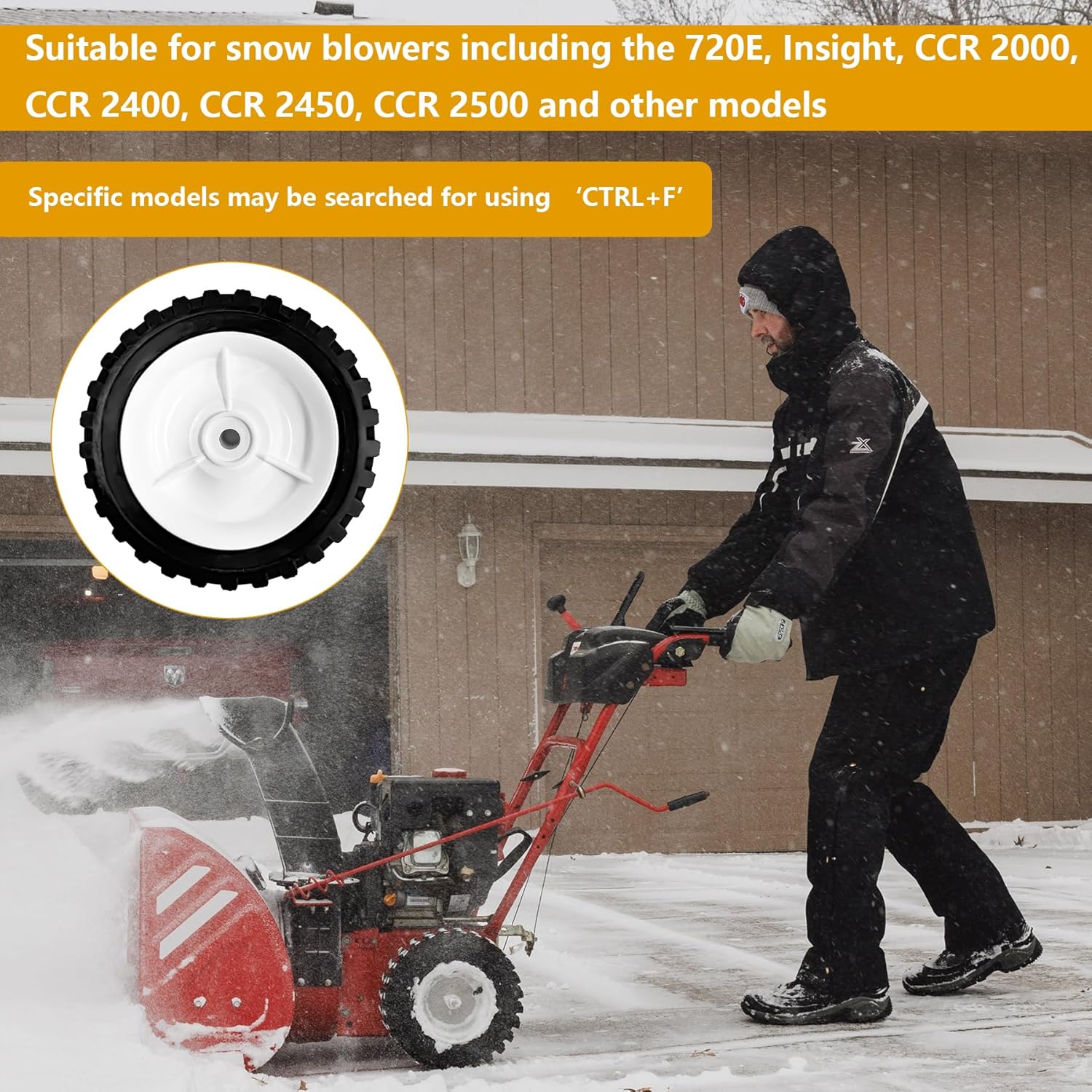66-6510 Snow Blower Wheel (2PK) Compatible with Toro Models Including 720E, Insight, CCR 2000, CCR 2400, CCR 2450, CCR 2500 and Other Snowthrower