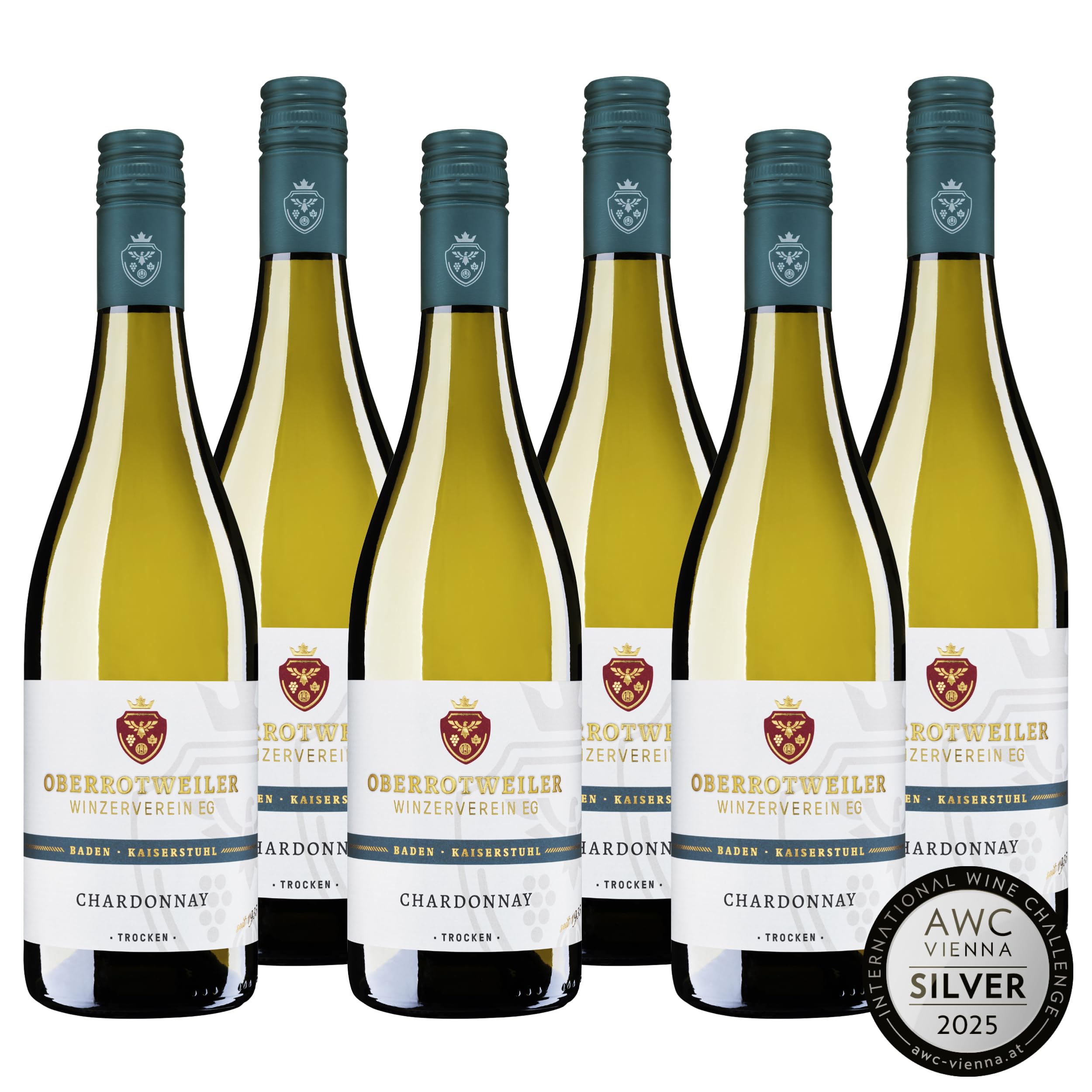 Oberrotweiler Chardonnay QbA trocken - SILBER 2025 AWC Vienna - Weißwein trocken, kräftig elegant im Geschmack - Badischer Qualitäts-Wein, Anbaugebiet Kaiserstuhl
