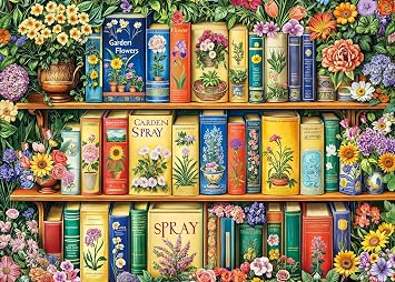 Puzzles 1000 Pieces for Adults jigsaw puzzles for adults-Colorful Gardening Book & Magical Flower Bookshelf -1000 Piece Puzzle Classic Educational Games Beautiful Decoration Puzzle