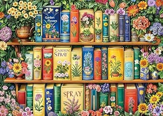 Jigsaw Colorful Flower Bookshelf 1000 Piece Puzzle