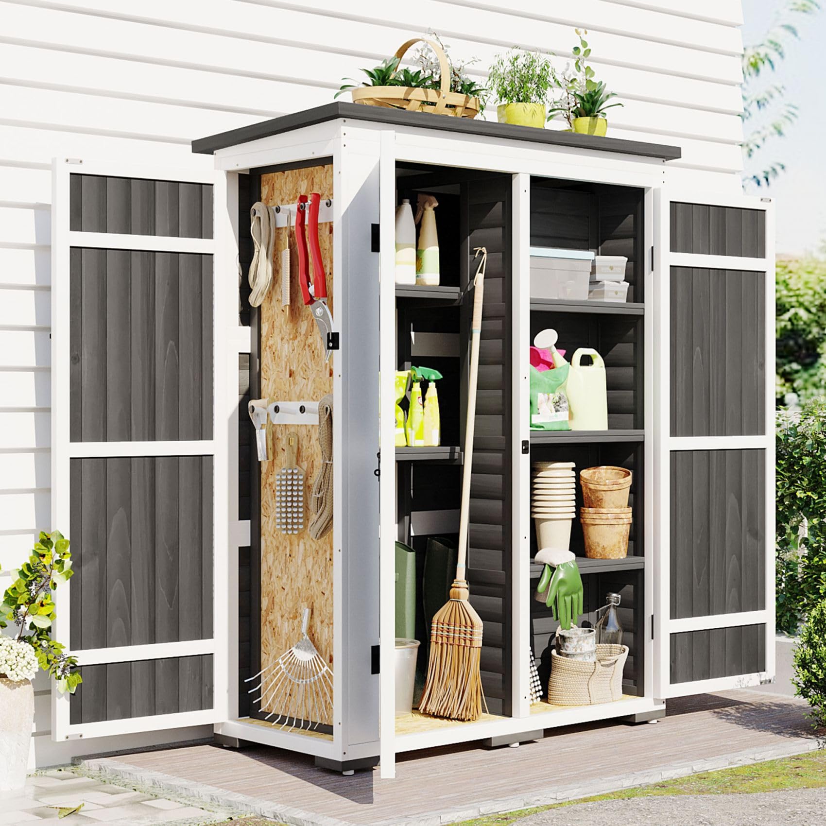Amazon.com : Merax 5.5ft H x 4.1ft L Outdoor Storage Shed with