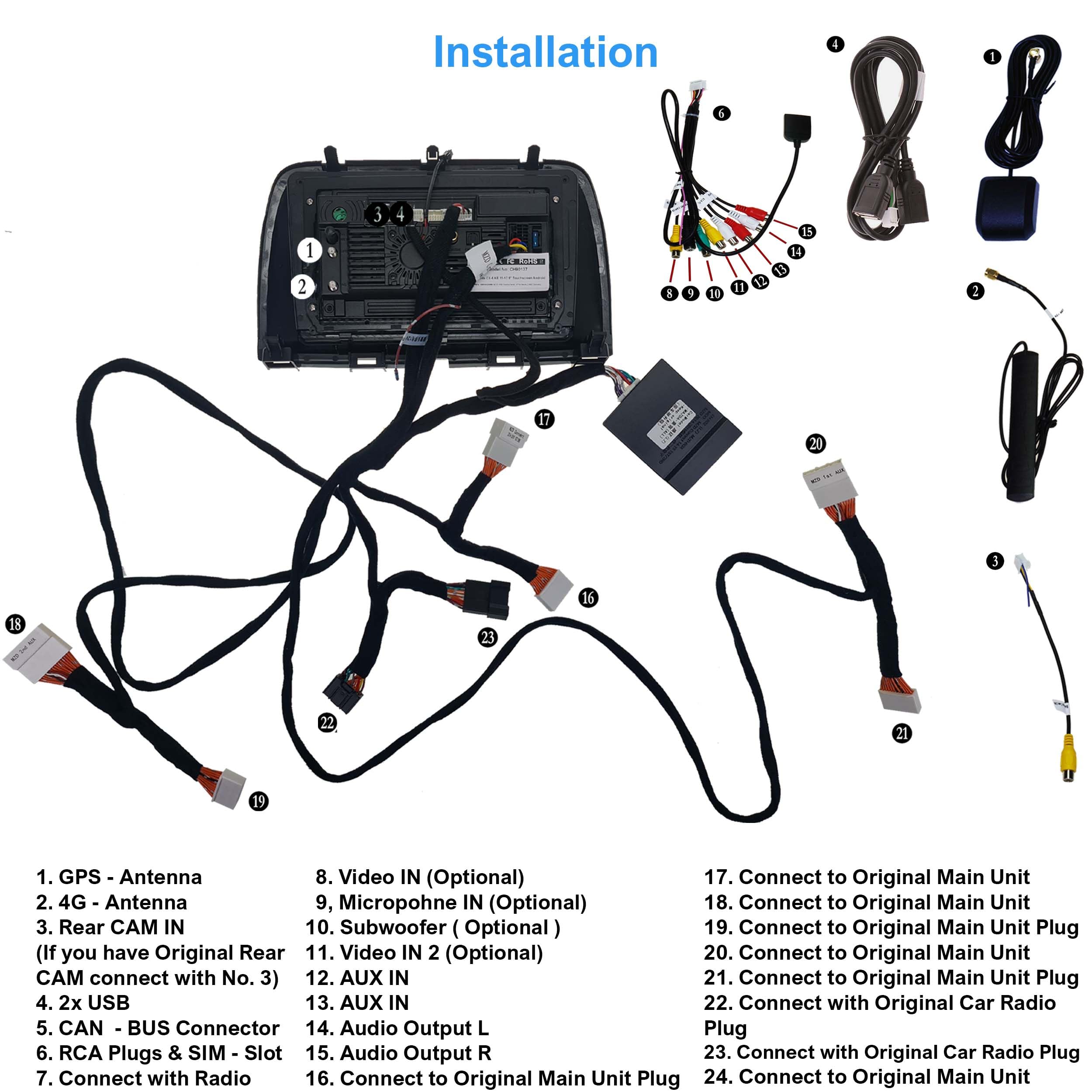 Kompatybilny z: Mazda CX-5 KE 11-17 9" Touch Android Display GPS Navi CarPlay Android Auto
