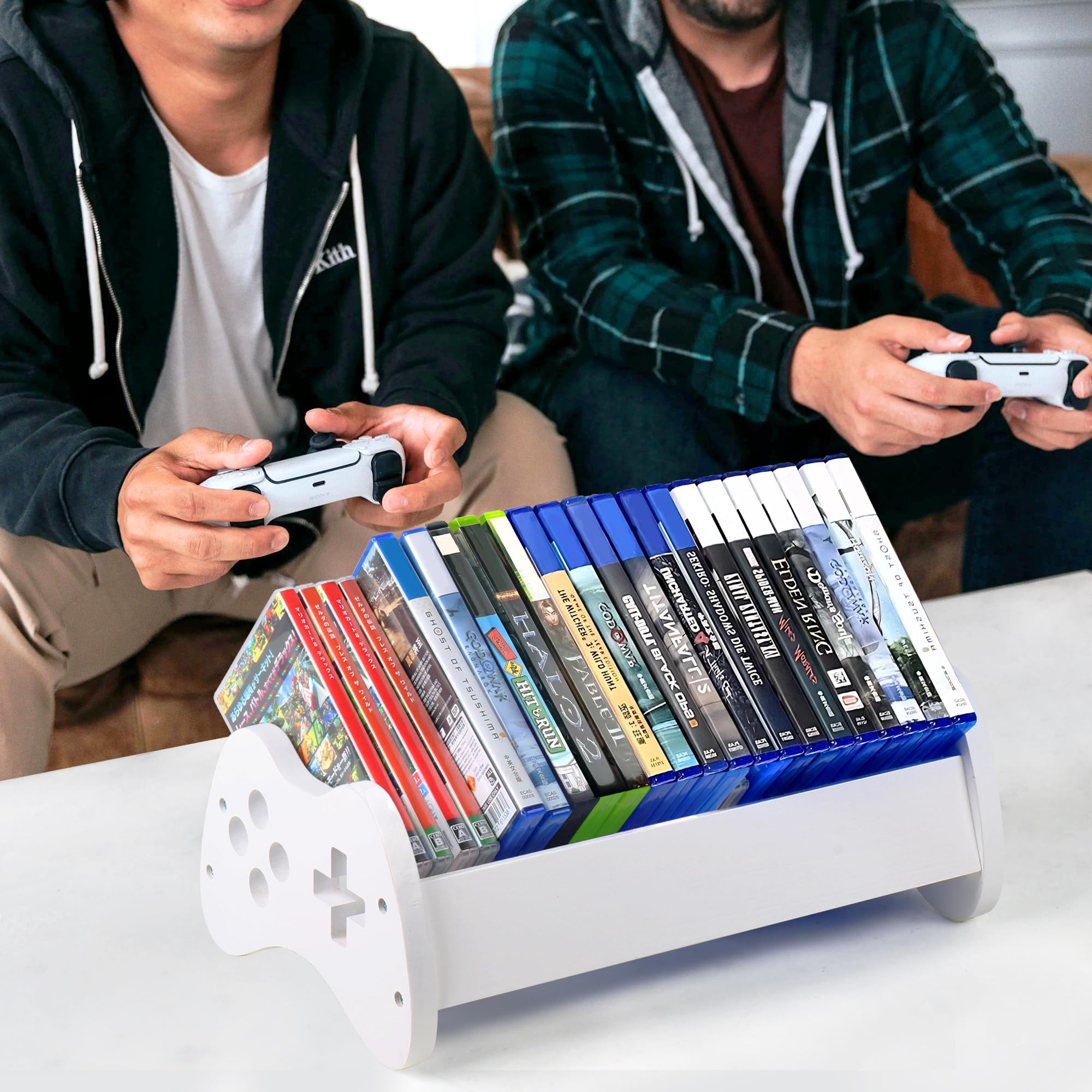 Alyoen Spiele Aufbewahrung, Universeller Spielhalter für PS5/ PS4/ PS3/ Xbox/Switch Spielhüllen, Speichert Maximal 32 Spiel Discs, Videospiel Storage Organizer, Weiß
